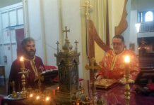 Света Литургија во црквата Свети Никола во Престон (Недела на Православието)