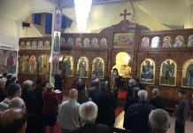 Архиерејска вечерна богослужба во црквата Свети Никола во Престон (Собор на Свети Архангел Михаил)