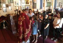 Света Литургија во црквата Свети Никола во Перт (Недела на Православието)